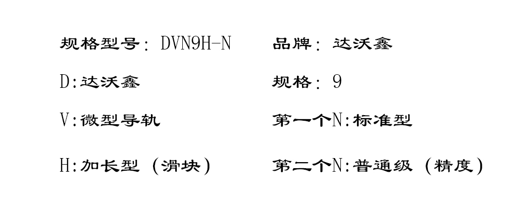 DVN9H-N微型導軌參數(shù)圖片
